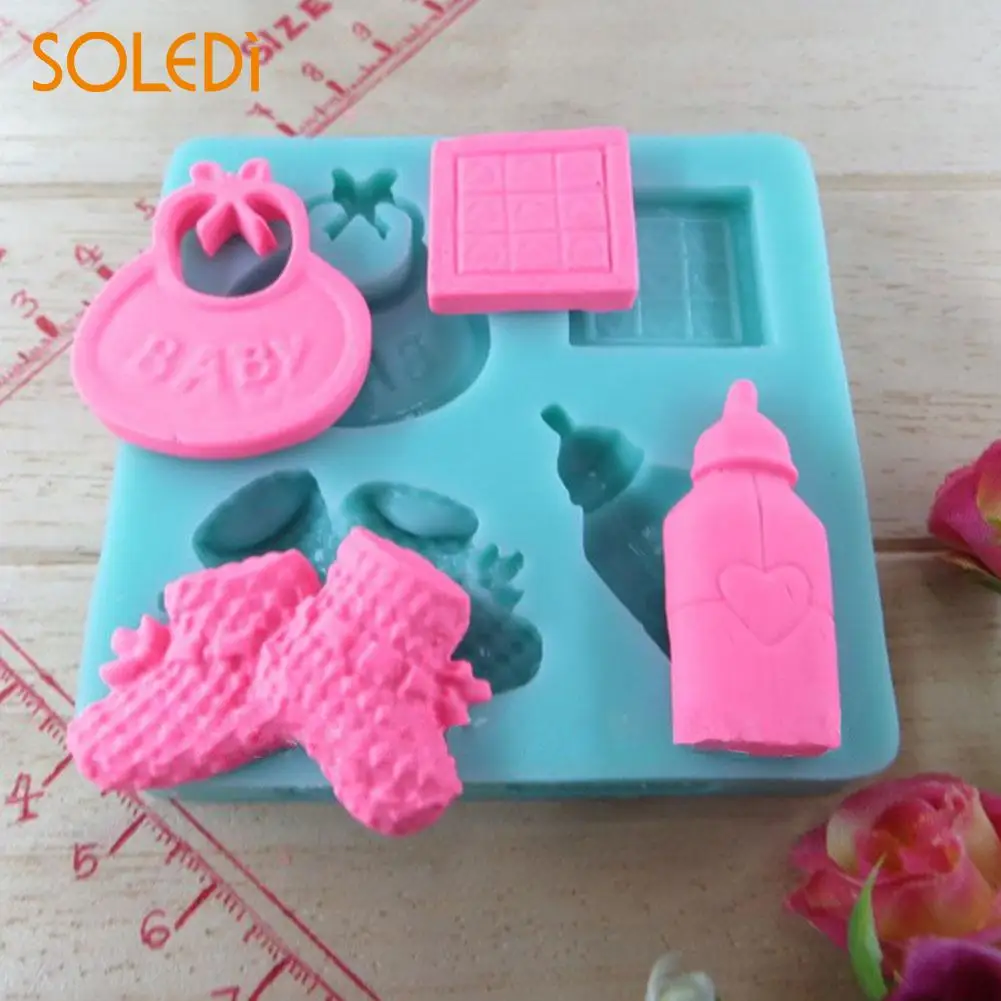 

Baby Nipple Block Shoes Silicone Fondant Mold Baby Cloths Dress Mold Cookware Mould Cake Decorating Tool Chocolate Decorating