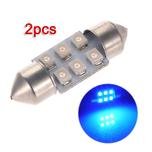 Высочайшее качество 2x C5W светодиодный 6 SMD 31 MM ксеноновая лампа накаливания ткацких потолочный купольный светильник, синий 12 V DC