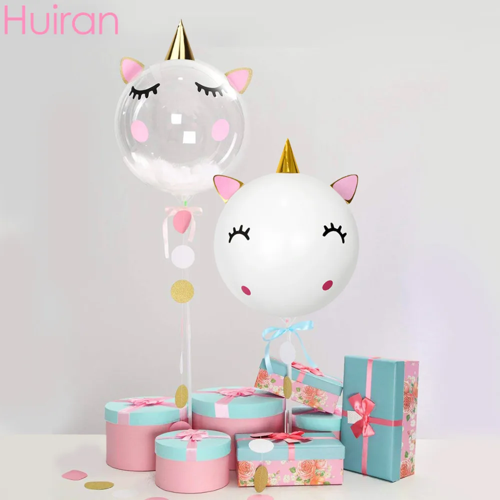 

HUIRAN White Unicorn Balloon Sticker Transparent Balloons Unicorn Birthday Party Decoration Baby Shower Supplies Baloons Balons