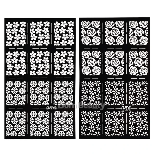 Online 1sheet New Reusable Stamping Nail Art Hollow Black 1sheet New Reusable Stamping Nail Art Hollow Black Templates Stencils Stickers Vinyls Image Guide Polish Manicure Tools