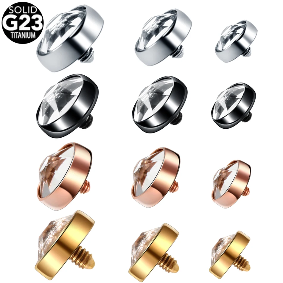 1PC G23 Titanium Micro Dermal Anchor Piercing Crystal Gem Skin Diver