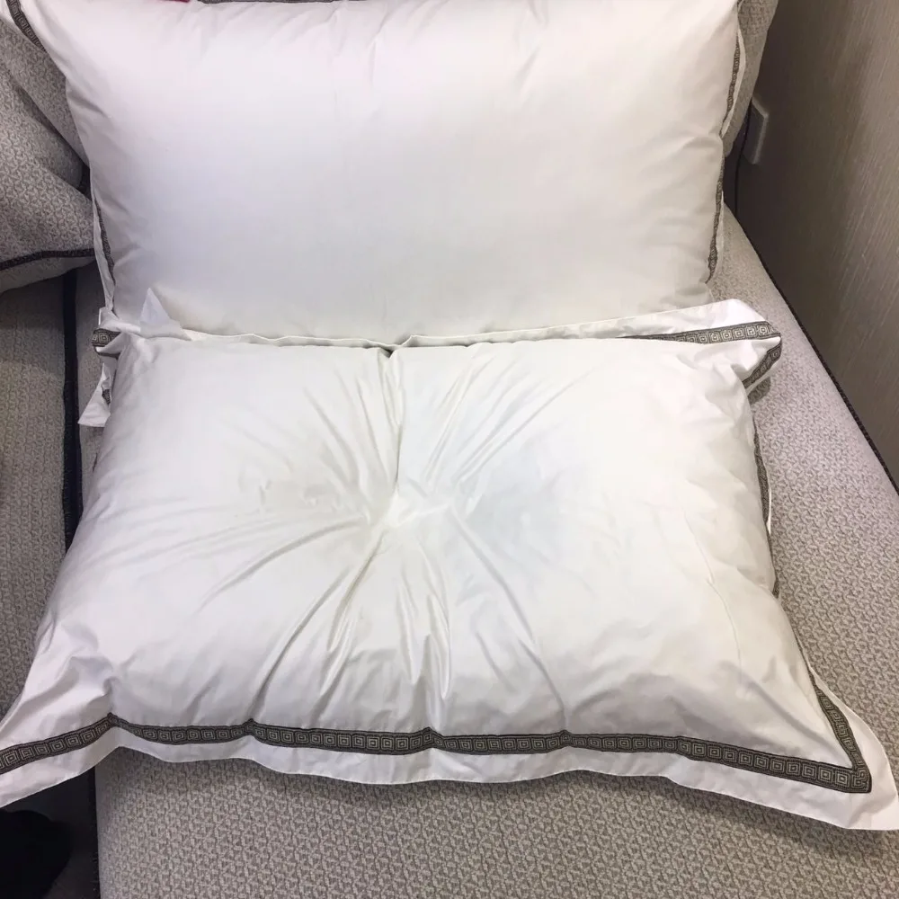 Корейский Роскошный пятизвездочный отель подушка из гусиного пера цельный белый хлопок постельные принадлежности вниз подушки для здоровья шеи 48x74 см