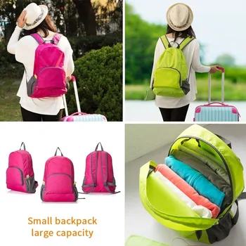 

Portable Travel Backpacks Zipper Soild Nylon Backpack Traveling Women Men Shoulder Bags Folding Bag