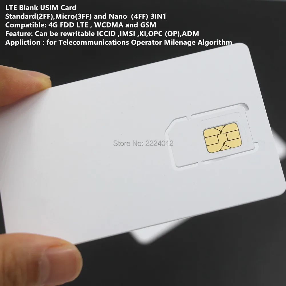 

SIM USIM Card 4G LTE WCDMA GSM Blank Mini Nano micro writable programable SIM Card for Operator Milenage algorithm