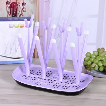 

Home Decoration Accessories Baby Feeding Bottles Drying Rack Removable Tree Cleaning Infant Nipple Shelf Cup Fruit Holder Purple