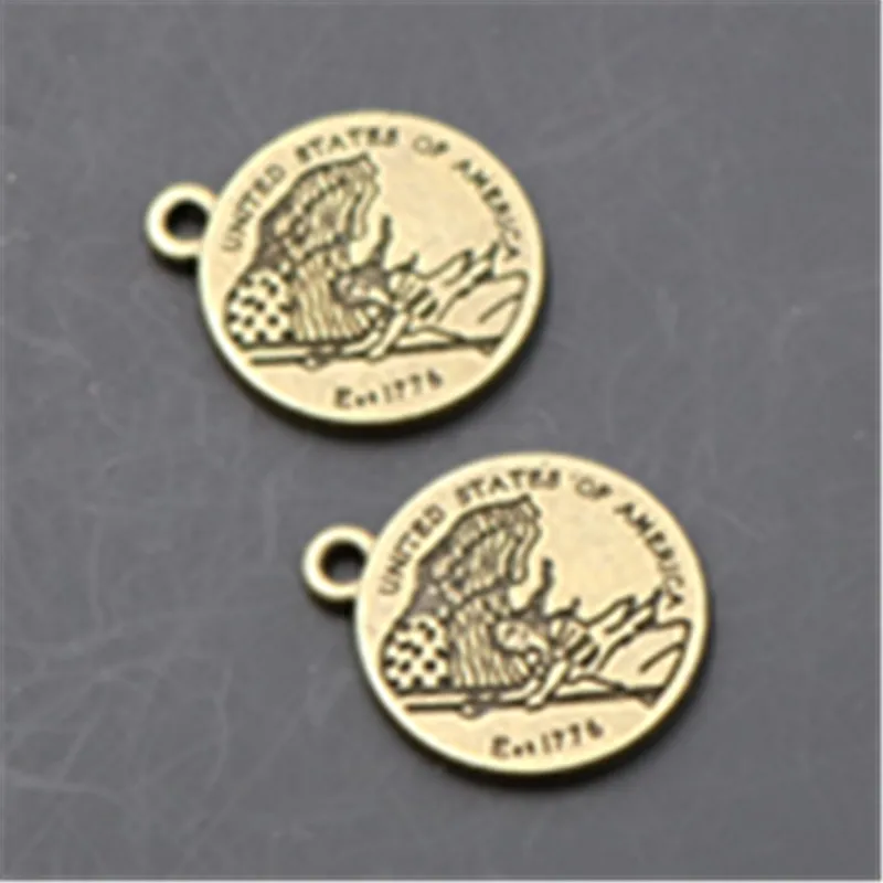 

10pcs Antique Bronze United States 1776 Independence Day Memorial round tablets Charm Bracelet Earrings DIY Alloy Pendants