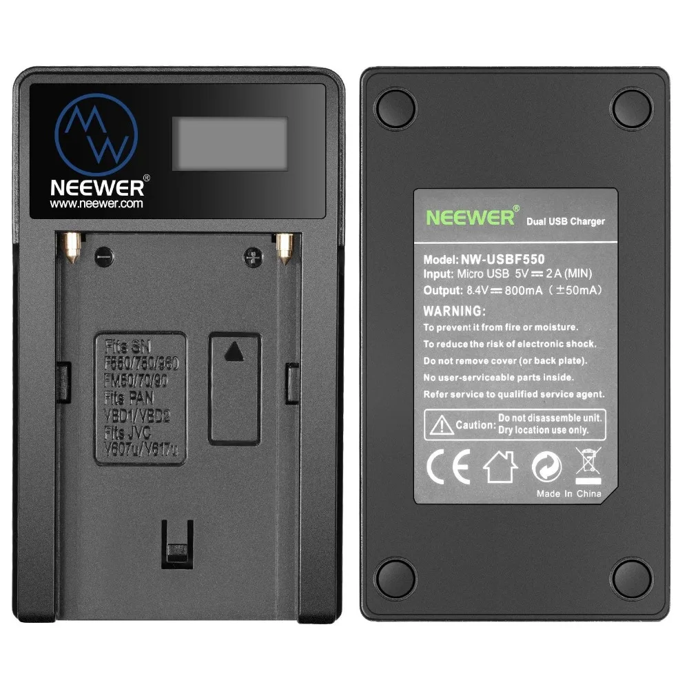 Зарядное устройство Neewer Micro USB + 2 шт. 2600 мАч NP F550/570/530 запасной аккумулятор для