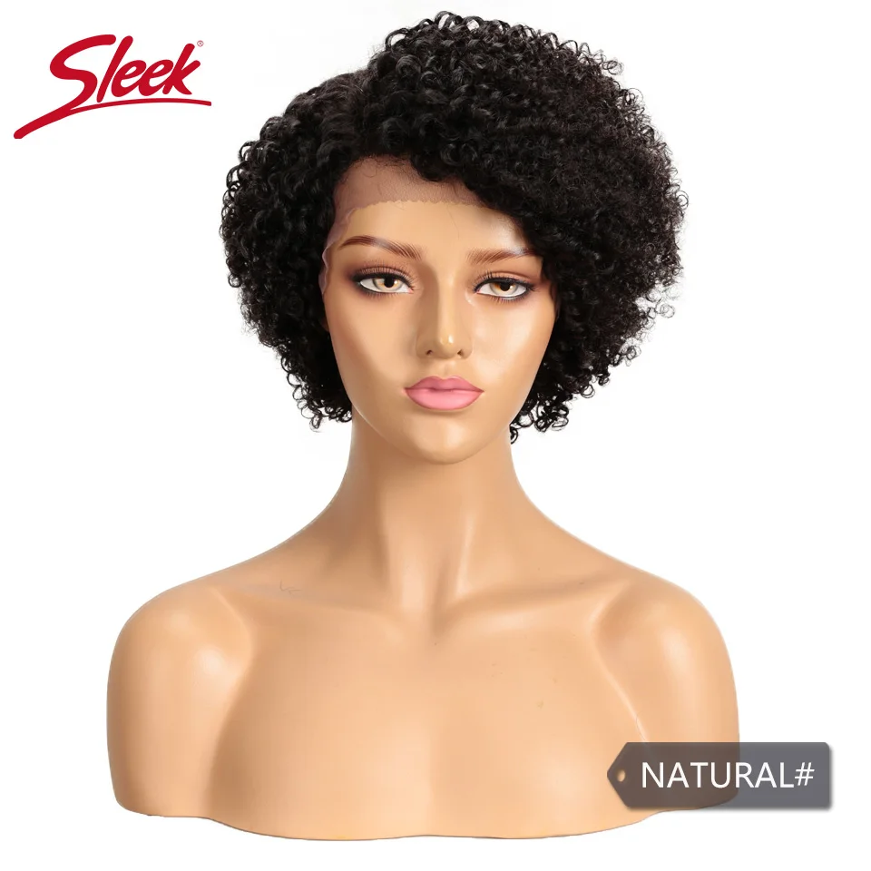 Гладкий кудрявый парик из человеческих волос, Бразильский Натуральный афро кудрявый парик из человеческих волос Remy Bob, парики на кружеве - Цвет волос: Естественный цвет
