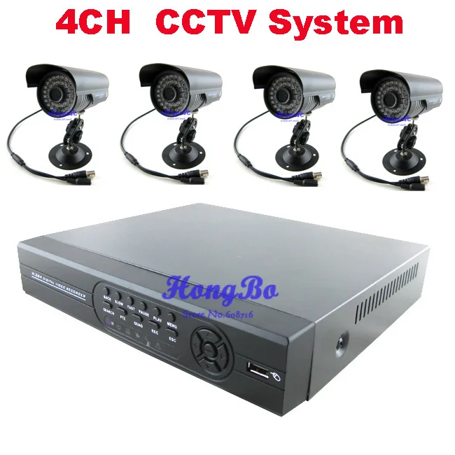 4 CH IR Outdoor Surveillance CCTV Camera 700tvl Kit Home Security 4ch Network DVR Video Recorder Systems HDD Sells Seperately