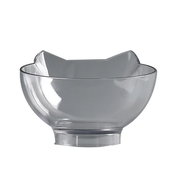 

Petacc Pet Bowl Anti-slip Cat Dish Tilted Pet Feeder with Slope Base Suitable for Most Cats White and Transparent