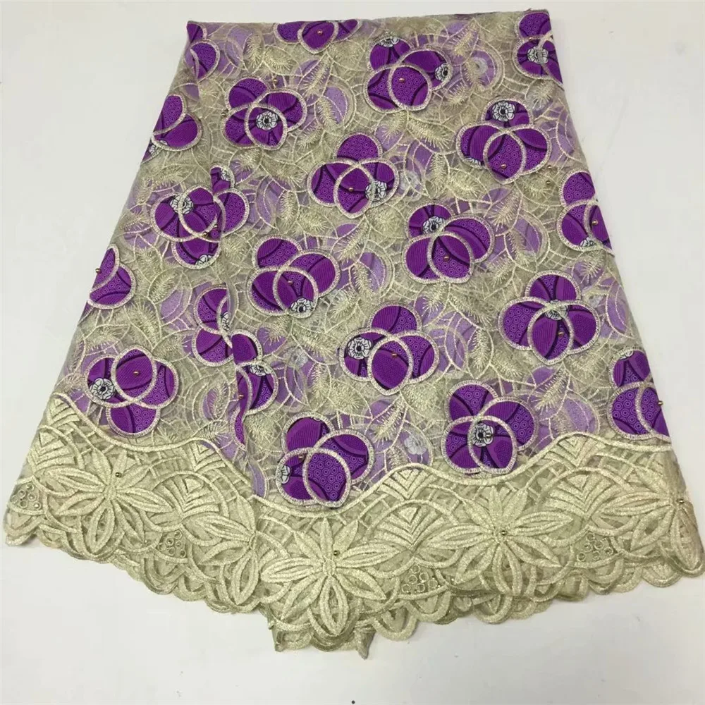 

HFX Multi Color French Lace Hollandais Real Veritable African Wax Prints Fabric Printed Embroidery Cording Lace X166-2