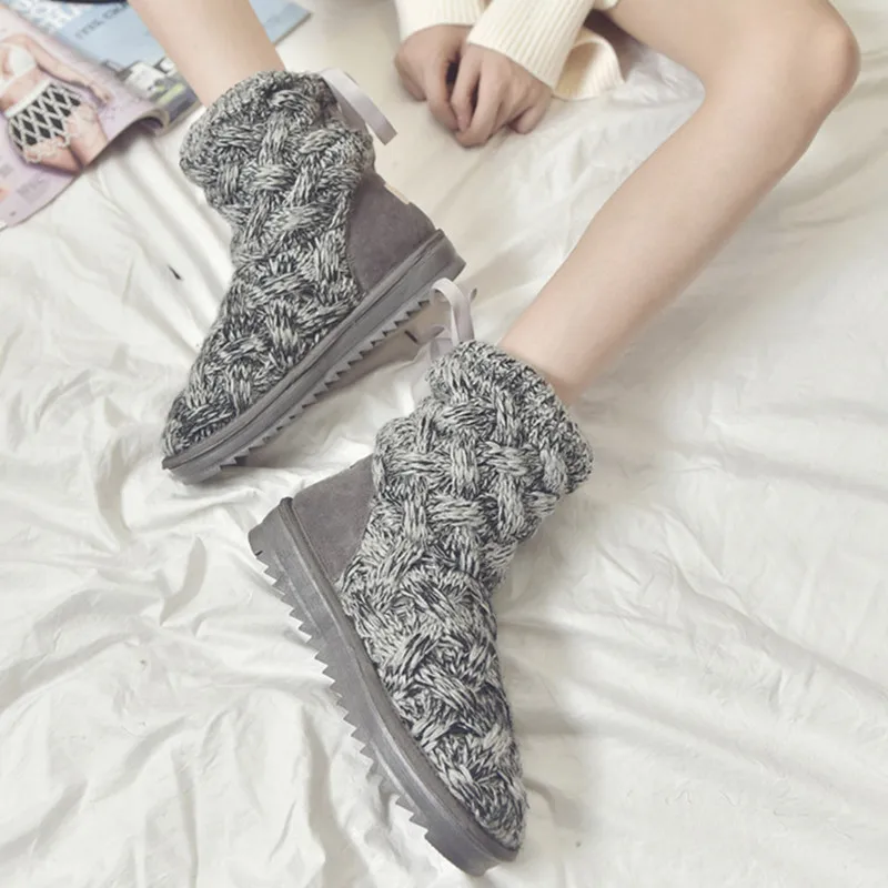 

Women Boots Platform Snow Boots Winter Mid-Calf Boots Knit Women Shoes Rubber Shoes Woman 39 Autumn Fashion Shoes Scarpe Donna