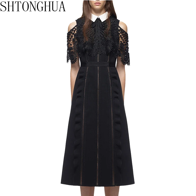 

SHTONGHUA High-end custom self portrait 2019 summer womens fashion runway lace party dresses sexy newest off shoulder dress