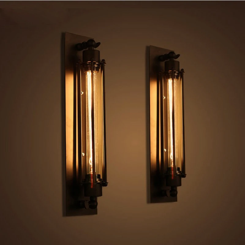 

American Pastoral Rural Wall Lights Double Wrought Iron Wall Sconce Minimalist Living Room Study Dining Hallway Wall Lamp