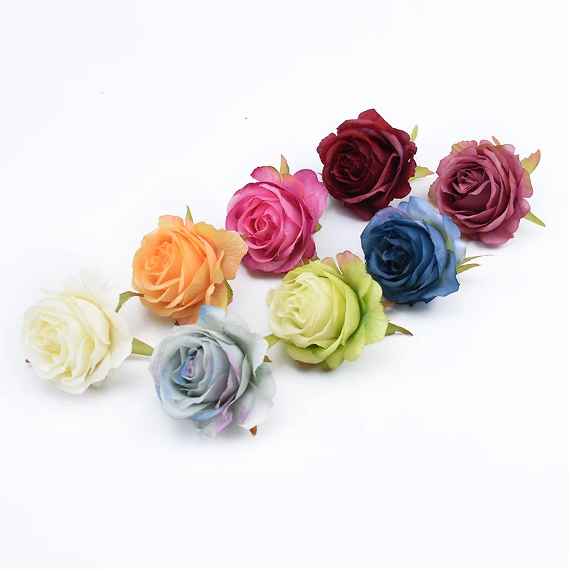 2 шт., натуральная шелковая головка розы, цветы на стену, скрапбукинг, домашний декор, свадебная брошь, свадебные аксессуары, распродажа, искусственные цветы