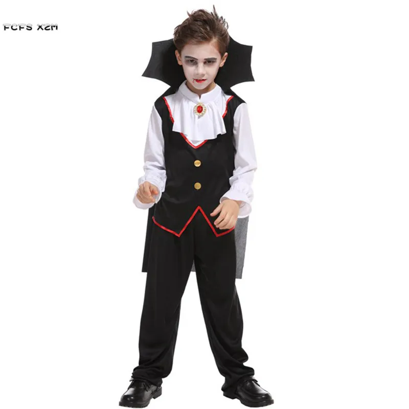 

Boys Vampire Scary Cosplay Kids Children Halloween Death Dracula Costume Carnival Purim Parade Stage Play Masquerade Party Dress