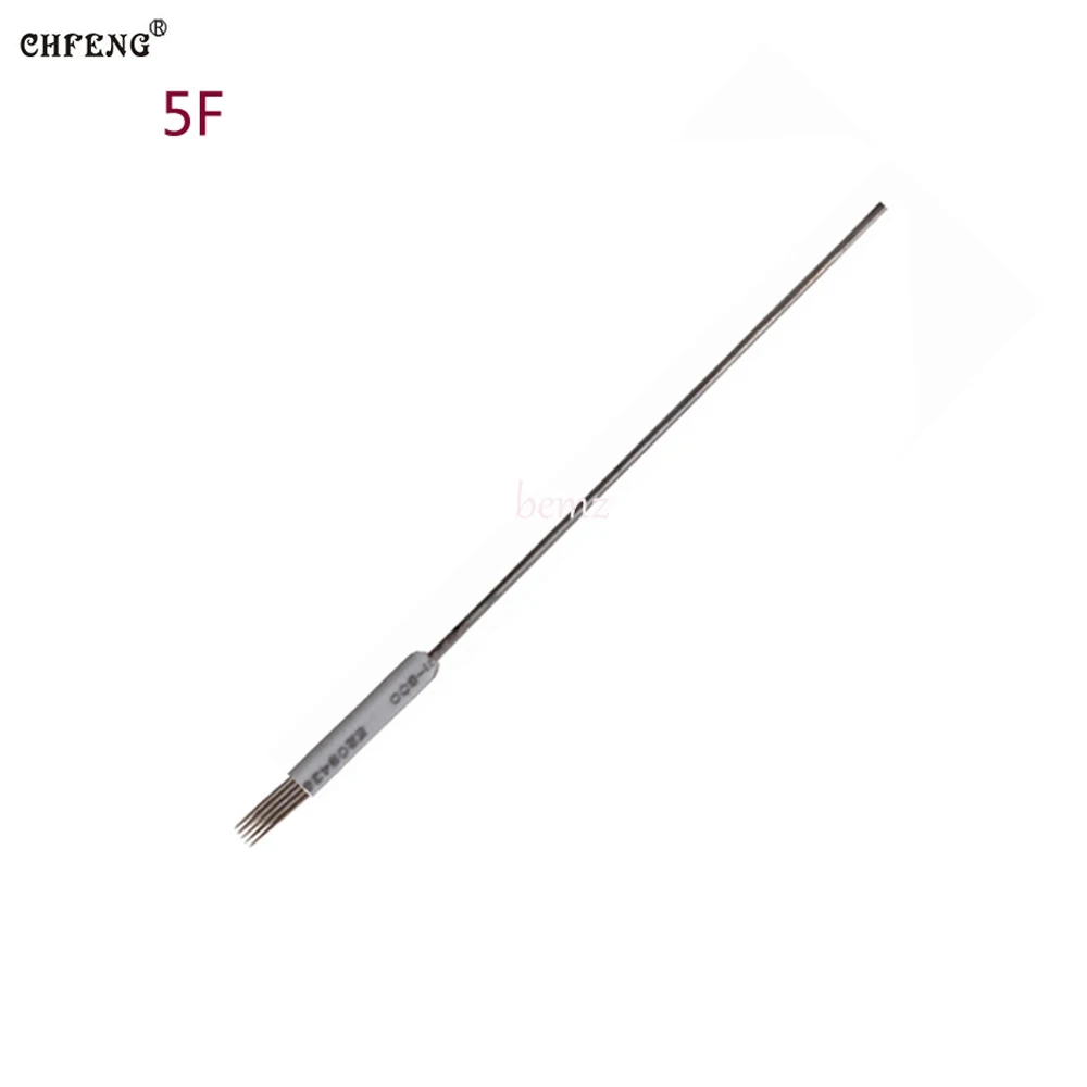 

100 Pieces Per Lot 5FRound PMU Sterilized Stainless Steel Disposable Eyebrow Permanent Makeup Tattoo Needles For Tattoo Machie
