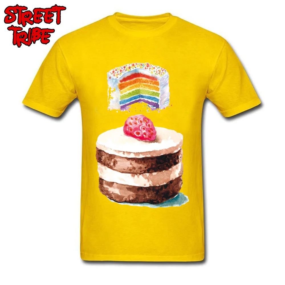 birthday cake 38289 Tops T Shirt Cute Crewneck 3D Printed Short Sleeve Cotton Fabric Adult T-Shirt Custom Tops T Shirt birthday cake 38289 yellow
