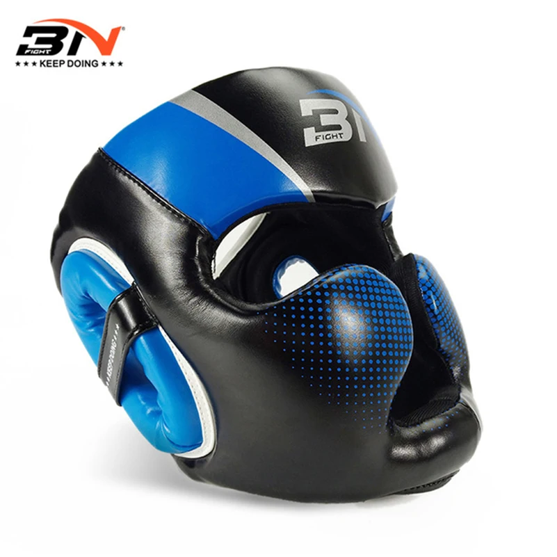 BN Boxing Headgear Men Women Muay Thai PU Leather Training Sparring Gym