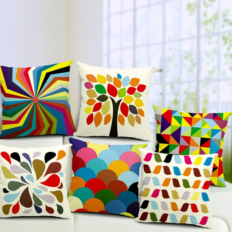 18 Inches Fashion Colorful Style Cushion Cover Geometric Pattern Cushion Cover Geometric Pattern