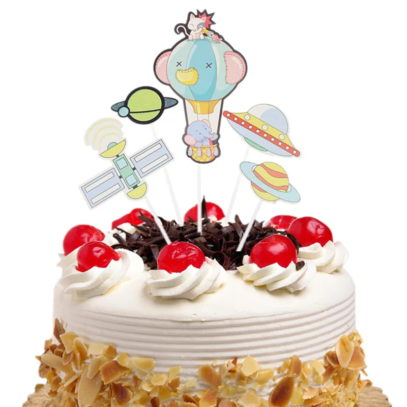 20set/bag Happy Birthday Cake Topper Flags Hot Air Balloon Cloud Fish Kids Cake Toppers Wedding Baby Shower Party Baking DIY