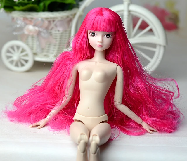 2017 New Nude Naked Doll Toy Joint Movable Rose Pink Curly Hair Cosplay White 2017 New Nude Naked Doll Toy Joint Movable Rose Pink Curly Hair Cosplay White