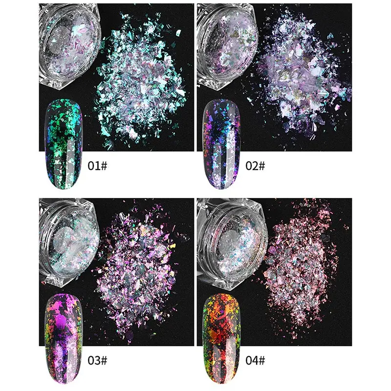 Nail Glitter Sequins Powder Holographic Spangles 3D Nail Art Decoration MH88