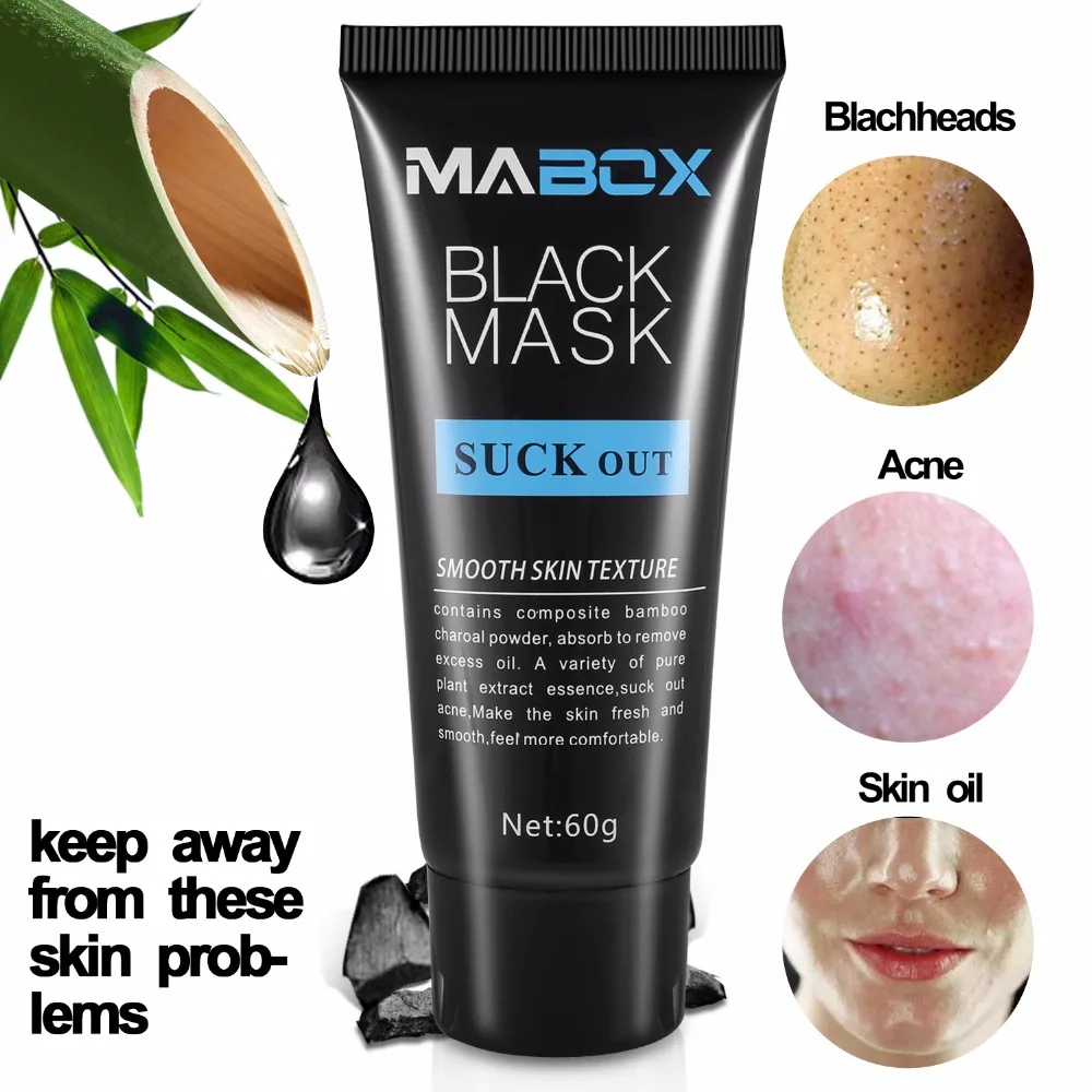 Mabox средство для удаления черных точек, контроль пор, очищение кожи, очищение бамбукового угля, отшелушивающая черная маска для лица. 1 бутылка