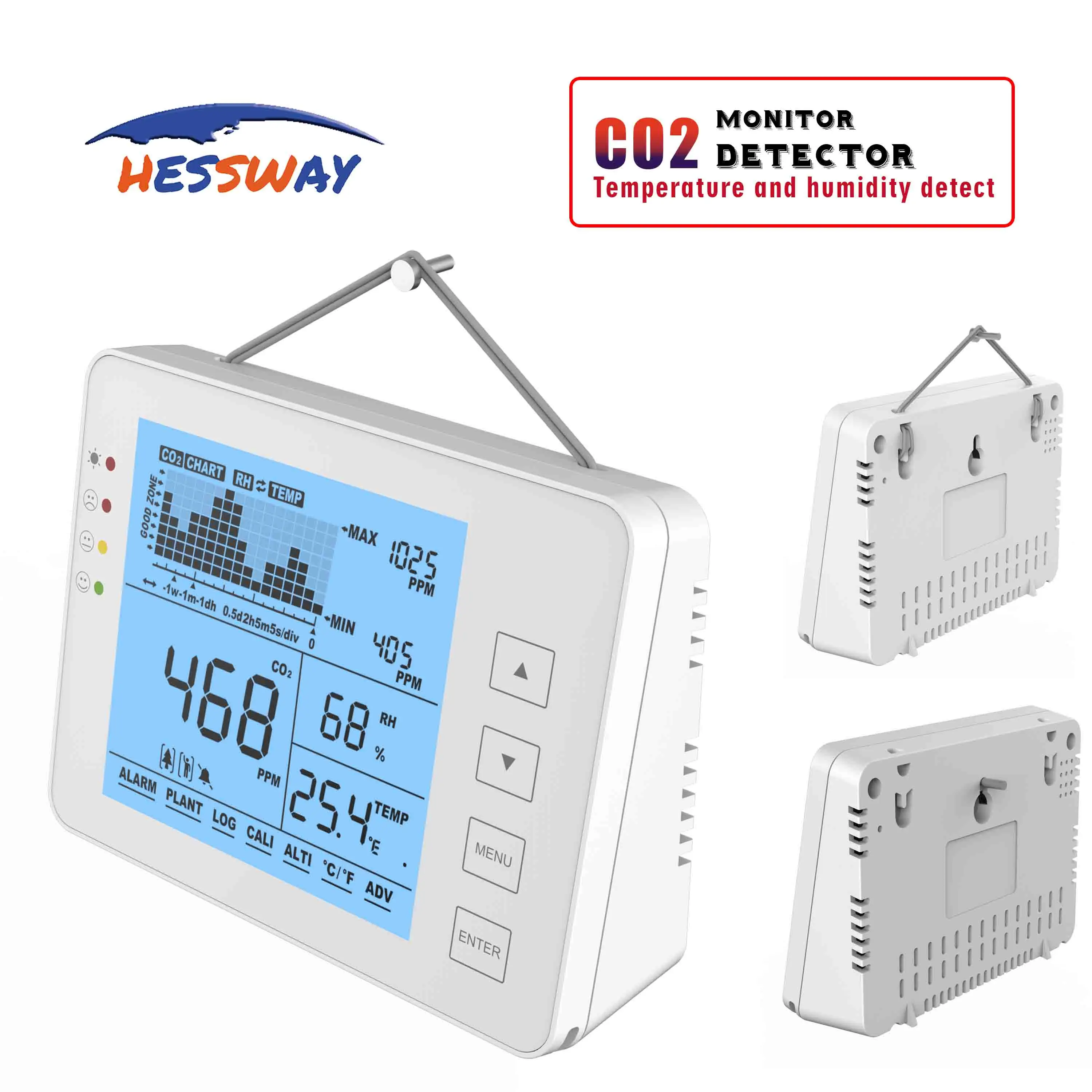 7 функция напоминания дня цифровой CO2 Монитор метр детектор утечки газа для системы сигнализации и датчик влажности температуры