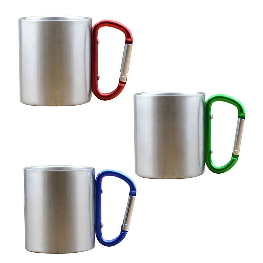 300ml/10oz Camping Mug Carabiner Lock Metal Outdoor Backpacking Travel Cups Beer Coffee For Climbing