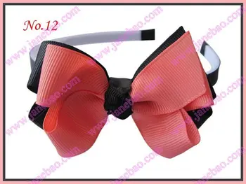 

Free shipping 50pcs Boutique Girl Headband 3-3.5" two tone double hair bow clip