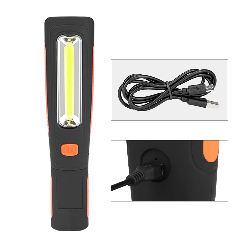 Portable Work Light Portable Flashlight Portable Torch 3800 Lumens Magnet Hook Working Lamp Built In Rechargeable Battery 360 Degree LED Flashlight USB Charger Torch Lamp 2 Modes