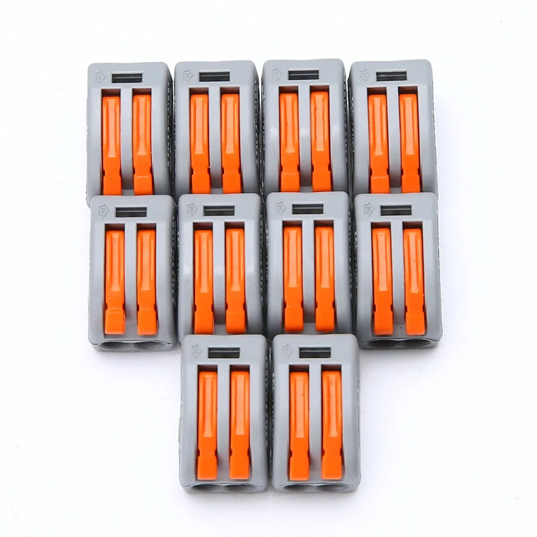 

10pcs/lot Spring Lever Push Fit Reuseable Cable 2 Wire Connector 30A 2 Pin Conductor Terminal PCT-212