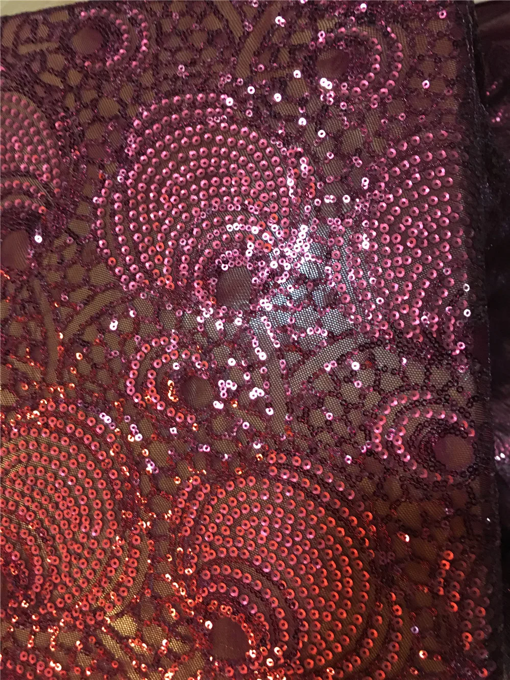 

JRB-121 Wine color latest African lace fabrics 2017 high quality French net sequins embroidery lace tulle fabric has stretch