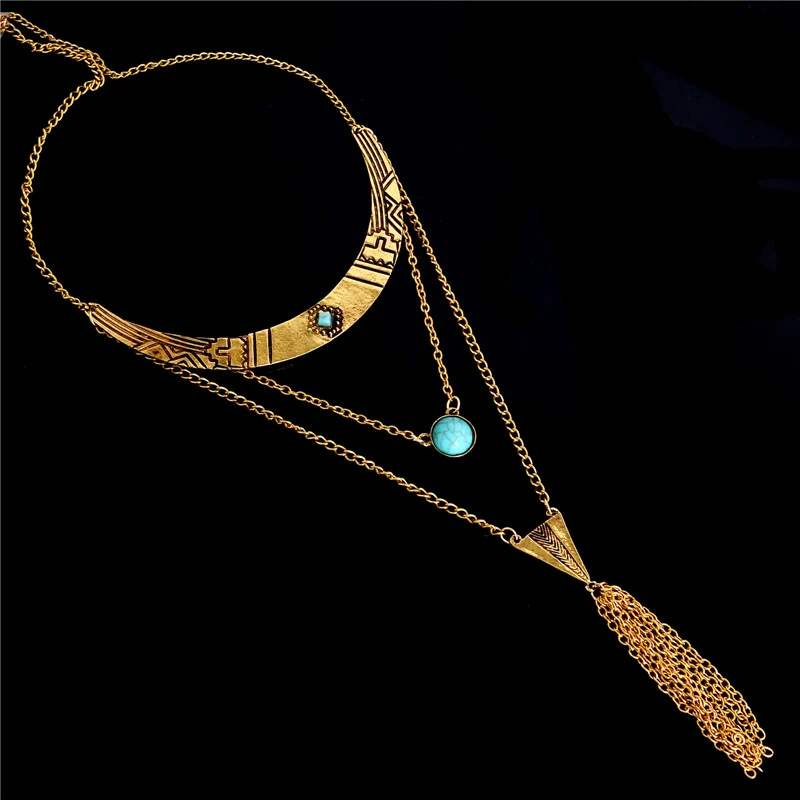 H: HYDE Collier Femme, многослойное ожерелье на цепочке, колье Colares Boho, винтажное массивное ожерелье, богемное ювелирное изделие для женщин