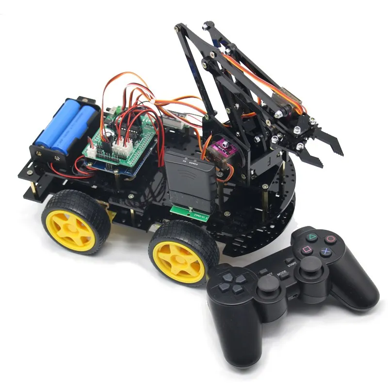 Горячий DIY meArm робот рука автомобиль для Ardunio программы с PS беспроводной пульт дистанционного управления игрушка модель для детей подарок - Цвет: Черный