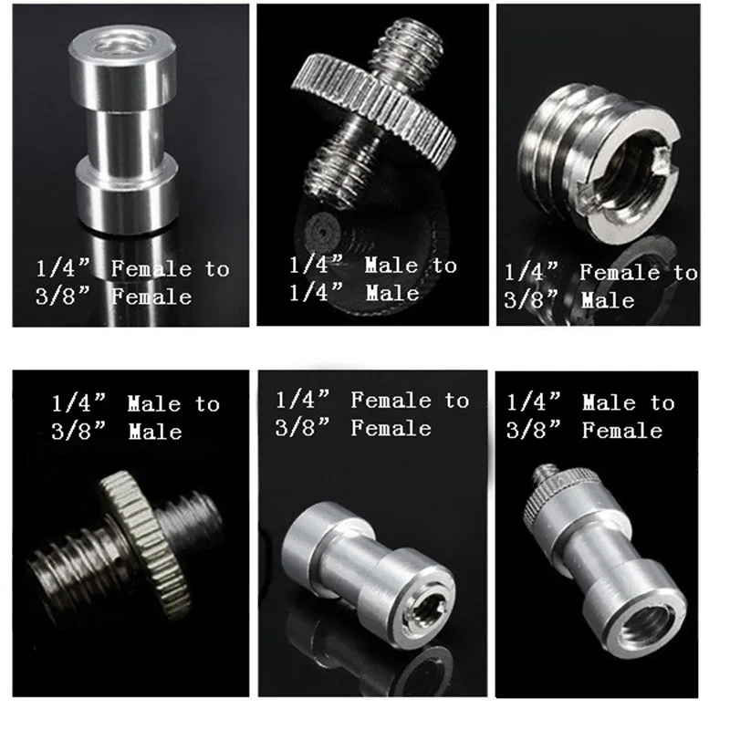 6-в-1 1/" 3/8" металлический штатив-Трипод монопод с шаровой головкой света кронштейн-держатель для лампы Камера центрирующая шпилька винт-адаптер