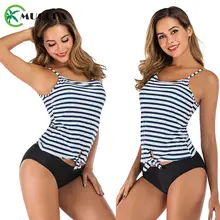 Новая мода из двух частей Tankini купальник Для женщин купальники Винтаж принт размера плюс купальники Для женщин Мягкий купальный костюм бикини набор S-XXXL