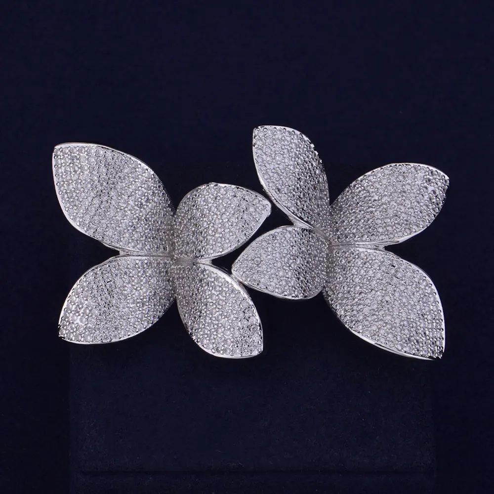 Koop GODKI Fashion Luxe Bloem Blad AAA Zirconia Gloednieuwe Engagement Resizable Ring Voor Vrouwen Glitter Elegante Hand Made Ring