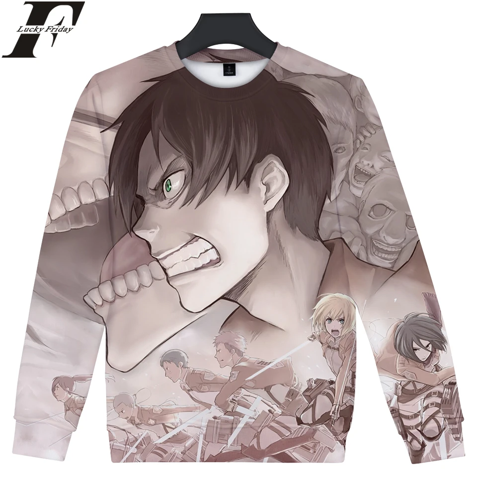 LUCKYFRIDAYF Attack on Titan 3D Capless Sweatshirt 2018 Anime Man/Women