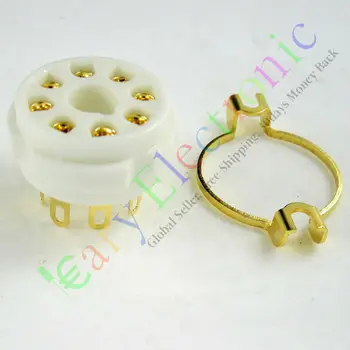 

Wholesale and retail 4pc Gilded 8pin Ceramic vacuum tube socket mount gold valve base EL34 KT88 6550 free shipping