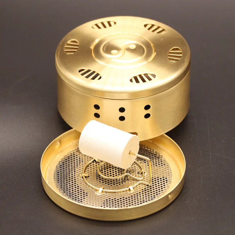 

1PCS Portable Pure copper Moxa box Therapy Moxa Stick Burner Box net bottom Thickened Warm Moxibustion Box for Health Massage