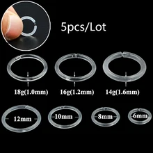 5 шт./лот из гибкого биопласта перегородка Кликер кольцо для носа и уха трагус серьги, Надеваемые На Ушной Хрящ уха ладья Daith Спиральные серьги пирсинг ювелирные изделия