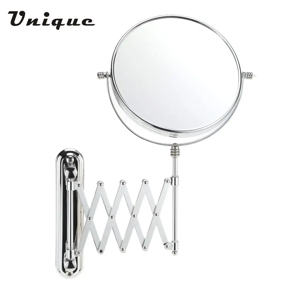 

8 Inch 3X Magnification Wall Mounted Bathroom Stretchable Rotatable Round Dual Sided Hanging Shaving Cosmetic Makeup Mirror