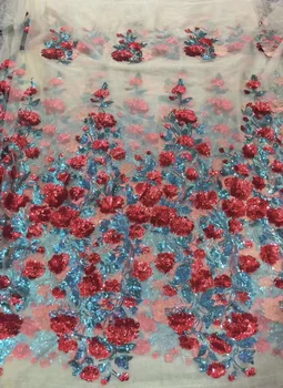 

fashionable tulle embroidery french net lace fabric Sat-1.529 with beads for party dress