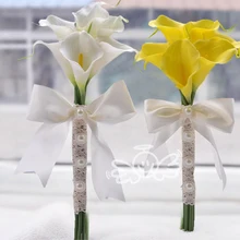 ILoveWedding Новое поступление белые/желтые Свадебные платья каллы обычные 6 шт подружки невесты Свадебный букет свадебный букет