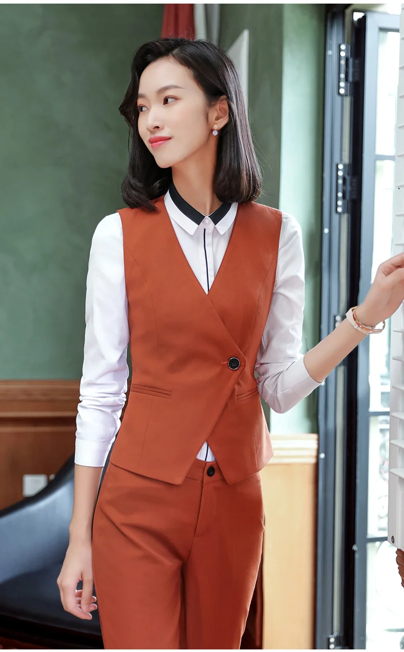 Fashion business Interview vest women new spring Slim V Neck Formal office ladies vest coat plus size uniforms