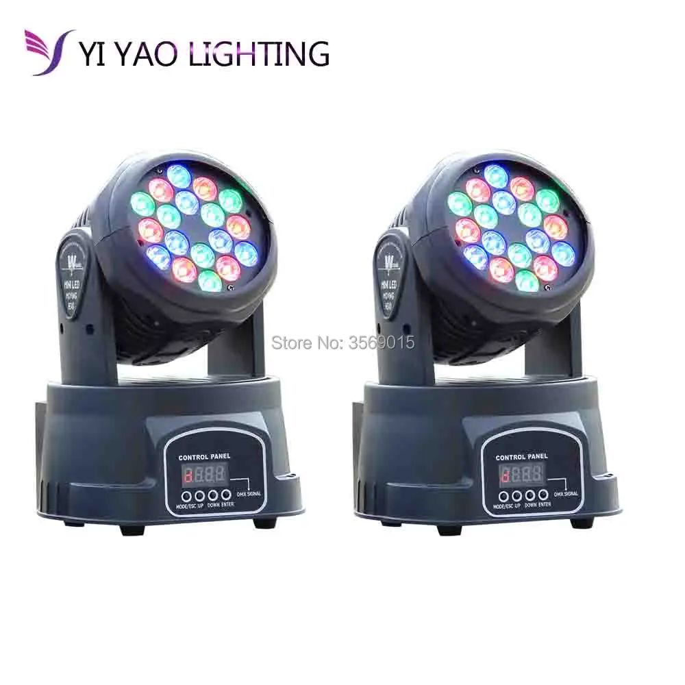 

2pcs/lot Beam 18x3W RGB Moving Head Light LED Wash Stage Lighting Professional Stage dj