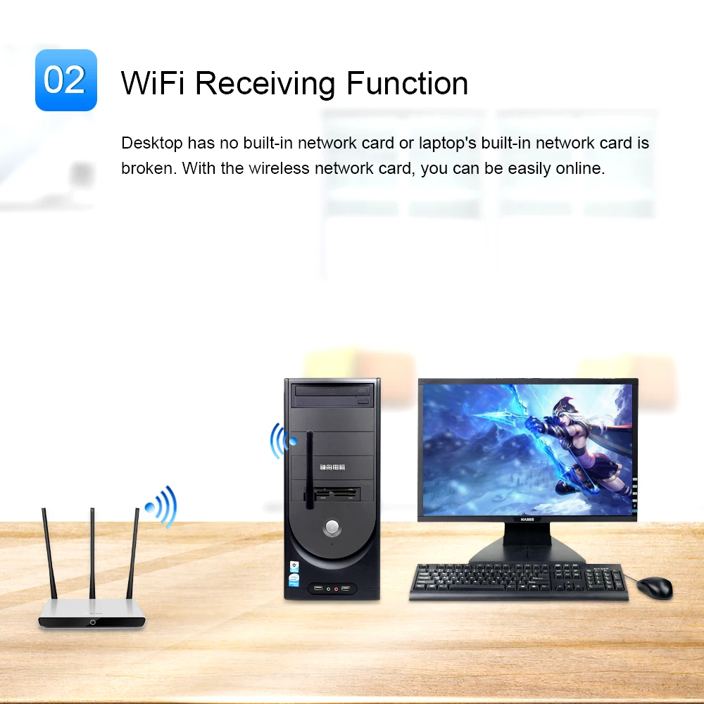 CHIPAL 150Mbps External USB WiFi Adapter Antenna Dongle Mini Wireless LAN Network Card 802.11n/g/b wi-fi receiver for Windows XP