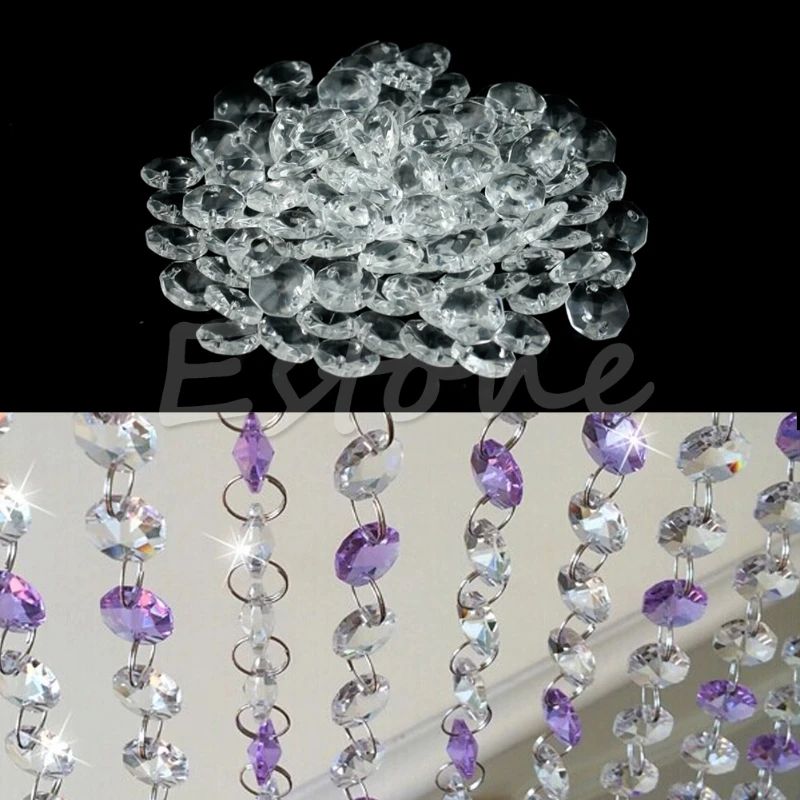 

100pcs Clear Rhinestone 14MM Octagonal Beads Decoration Crystal Chandelier Parts